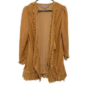 Pretty Angel Women's Medium Mustard Orange Long Sleeve Open Front Boho Cardigan